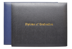 QUICK SHIP SINGLE TENT STYLE DIPLOMA COVERS  WITH PAGE PROTECTORS "DIPLOMA OF GRADUATION" IMPRINTED IN GOLD